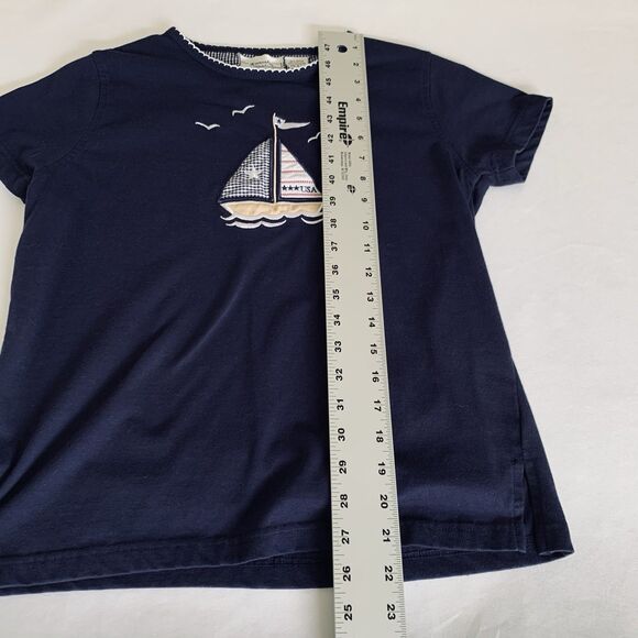 Vintage Sailboat Shirt Women M Petite Navy Blue Coastal Nautical Patriotic Tee - Picture 6 of 6